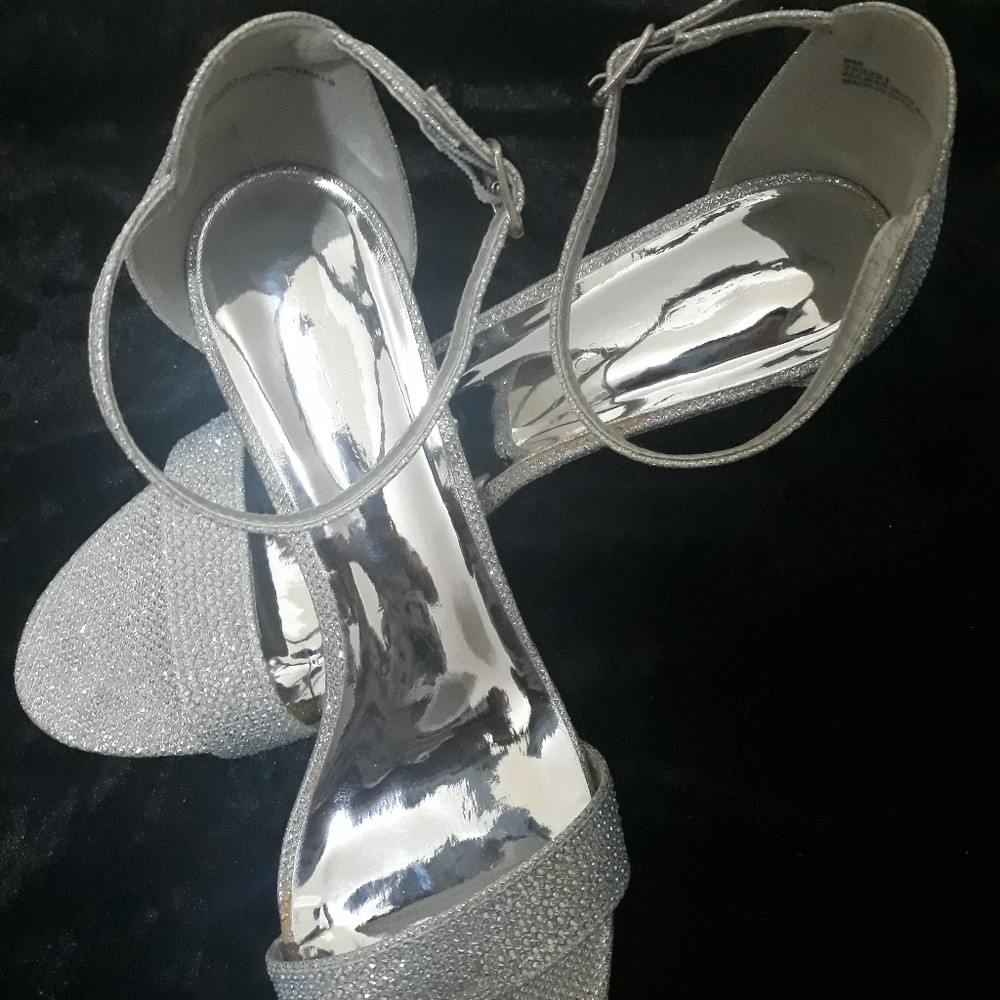 Silver Studded kitten heels